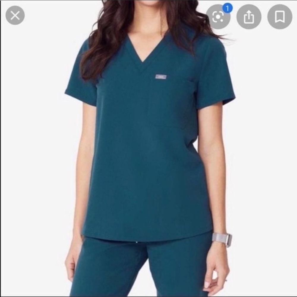 Figs Scrubs XXL Caribbean Blue Catrina top